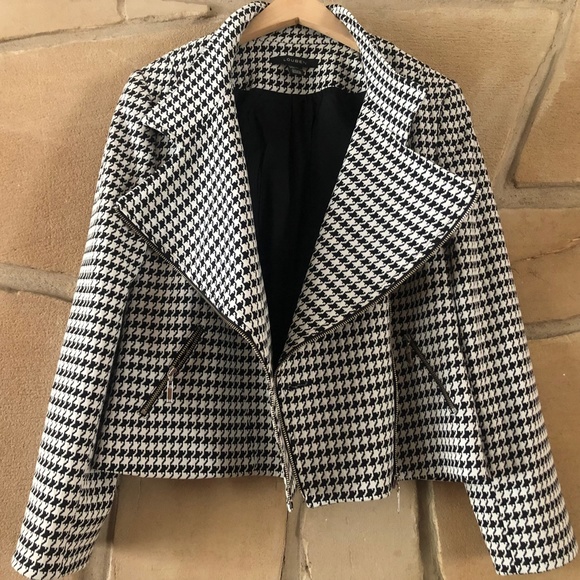 Louben Women's Size 12 Houndstooth Zippered Jacket - Picture 3 of 4